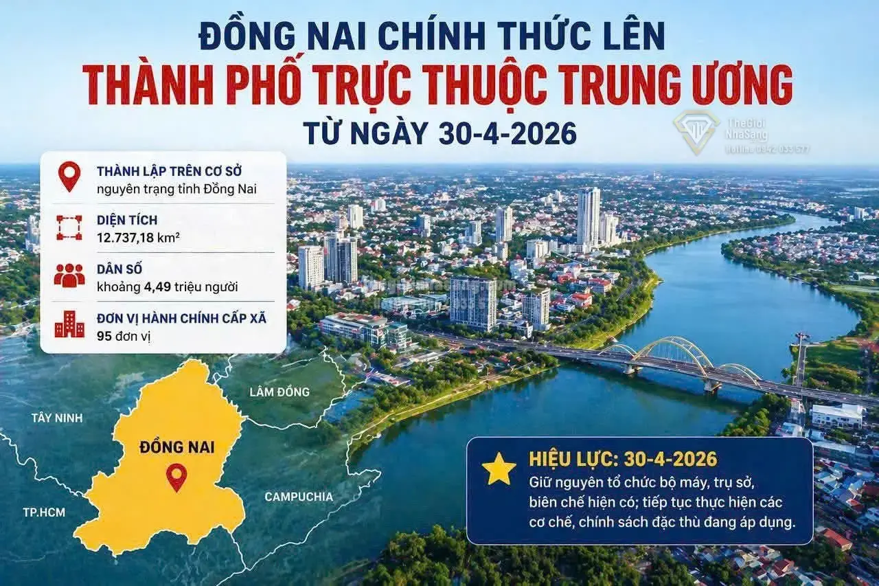 Đồng Nai chính thức trở thành Thành phố trực thuộc Trung ương: Cú hích mới cho thị trường bất động sản và hạ tầng phía Nam