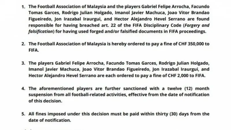 CHÍNH THỨC: FIFA chốt lại án phạt nặng cho Malaysia - Dân Việt