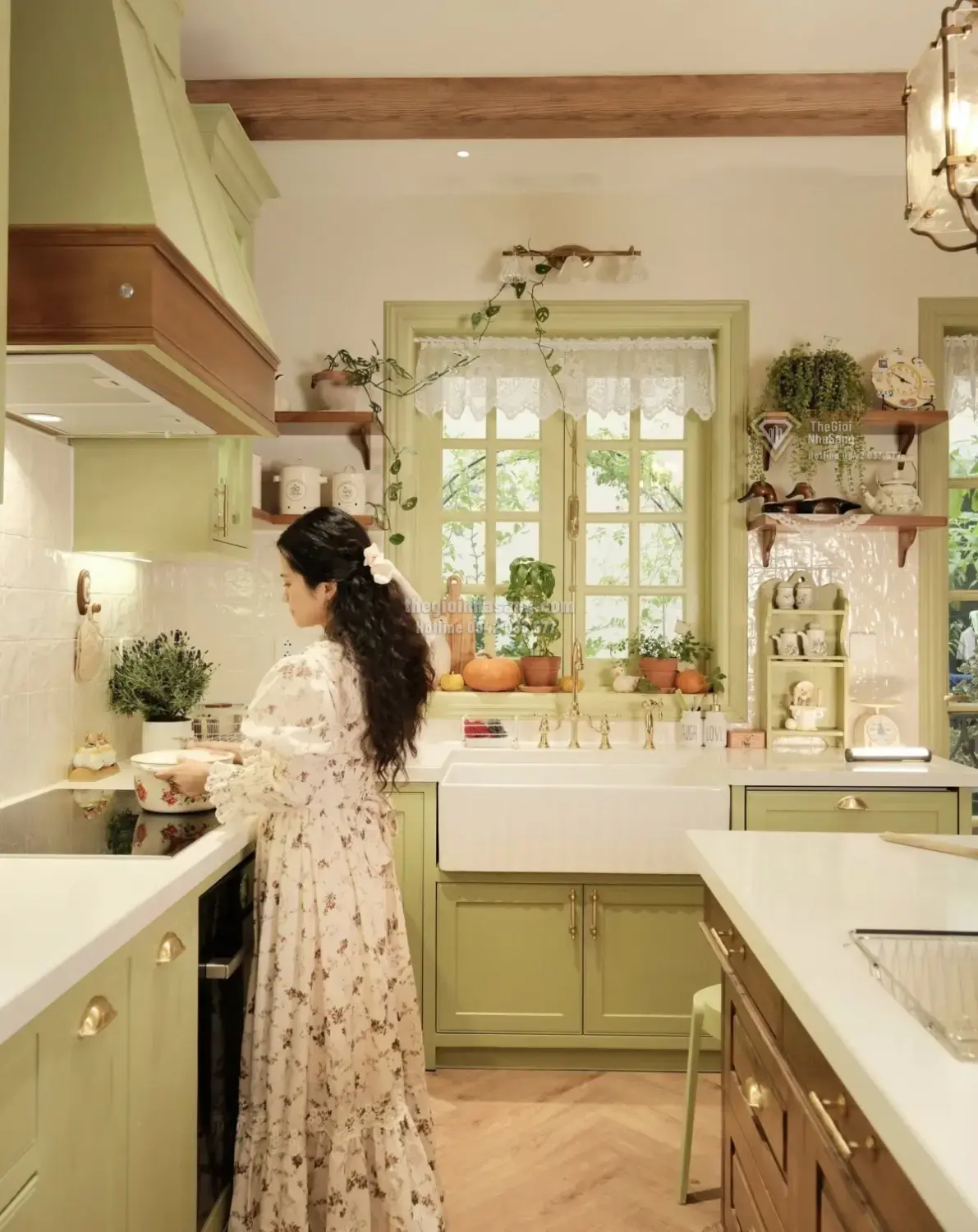 Thiết Kế Căn Bếp Phong Cách Farmhouse Xanh Bơ: Tinh Thần Đồng Quê Trong Không Gian Hiện Đại