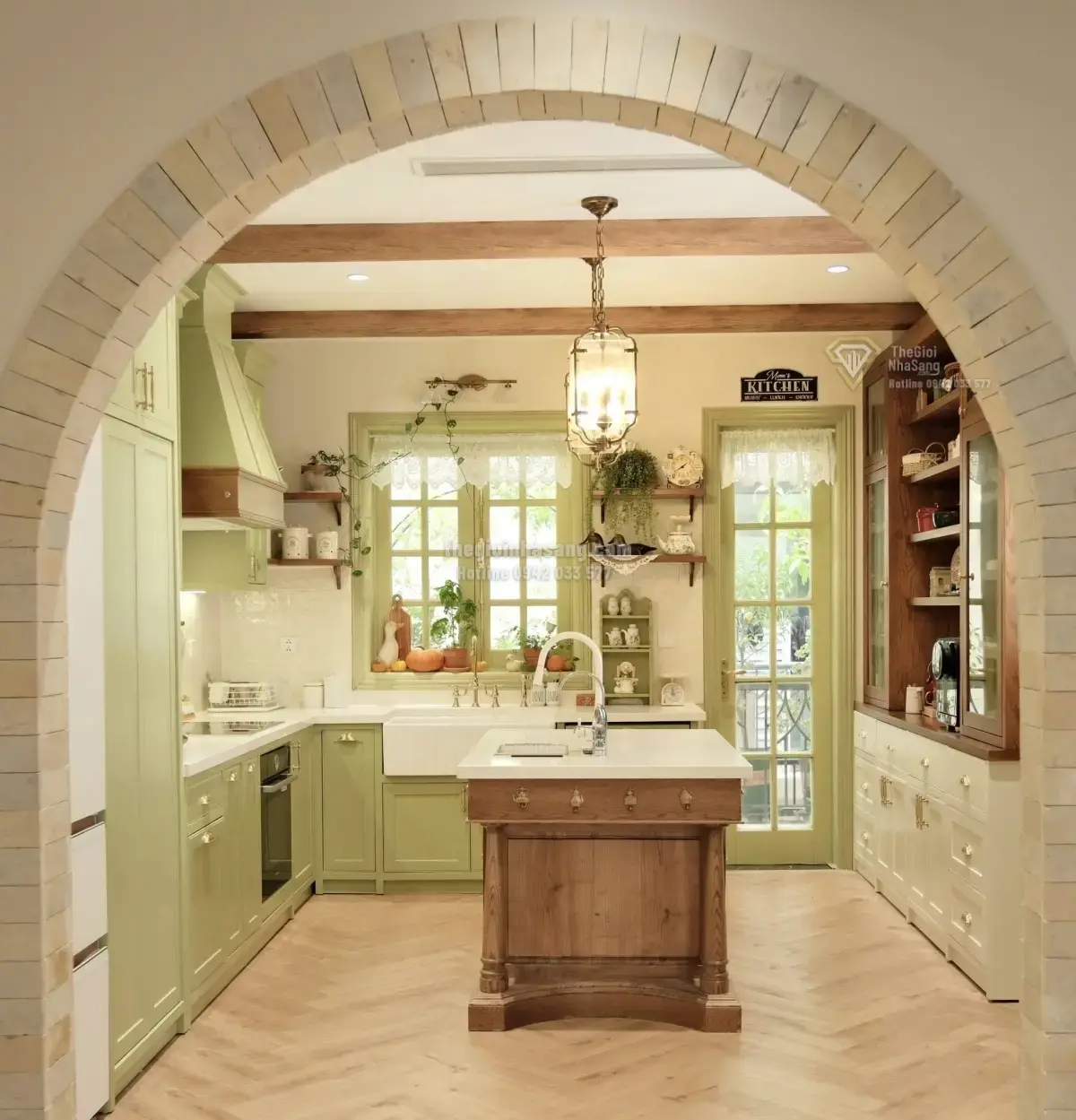 Thiết Kế Căn Bếp Phong Cách Farmhouse Xanh Bơ: Tinh Thần Đồng Quê Trong Không Gian Hiện Đại