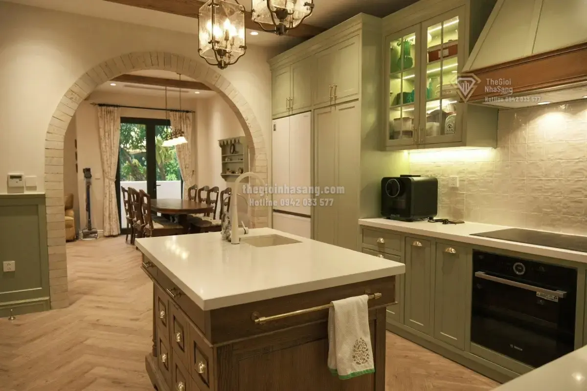 Thiết Kế Căn Bếp Phong Cách Farmhouse Xanh Bơ: Tinh Thần Đồng Quê Trong Không Gian Hiện Đại