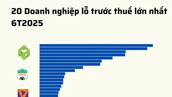20 Doanh nghiệp lỗ lớn nhất 6T/2025: Novaland 'vô địch', bất động sản áp đảo