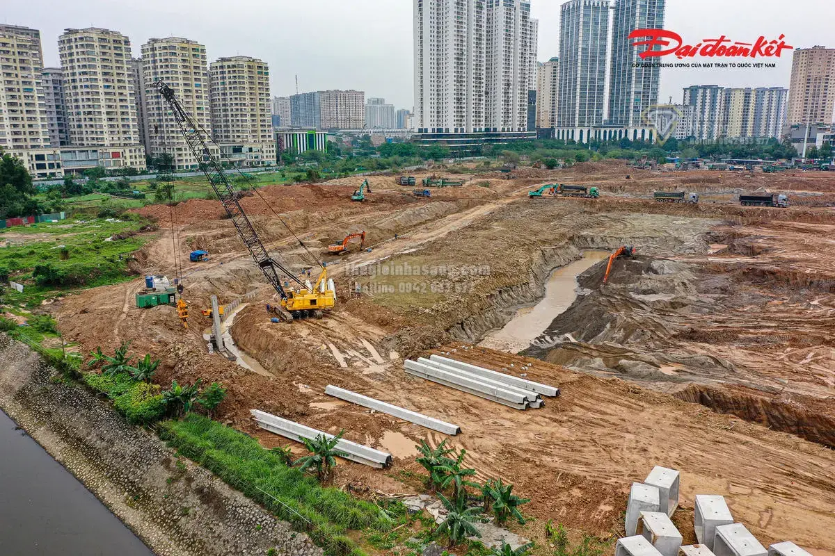 Tiến Độ Hồ Điều Hòa Mễ Trì – Đồng Bông 2: Giải Pháp Chống Ngập Hiệu Quả Cho Phía Tây Hà Nội