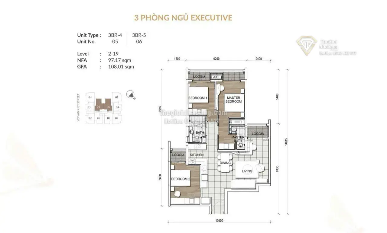 Căn hộ Zenity Quận 1 108m2 3 phòng ngủ 15.2 tỷ