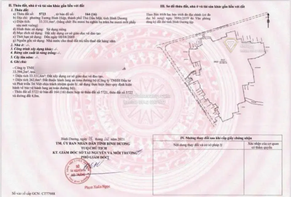 Cơ hội M&A dự án Trường C123 tại Tp Thủ Dầu Một, Bình Dương diện tích 33,361.6m2 giá 260 tỷ