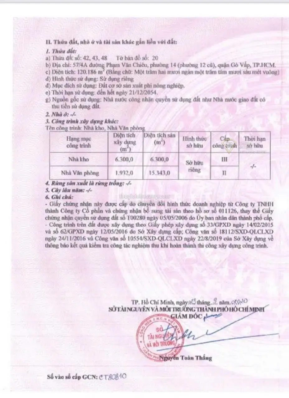 Đất SKC dự án CHCC & KDC Phạm Văn Chiêu Gò Vấp 120186m2 giá 6.5Tỷ